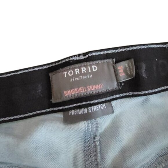 Torrid Acid Wash Bombshell Skinny High-Rise Jeans Button Fly Size 24 90's Y2K - Picture 6 of 7